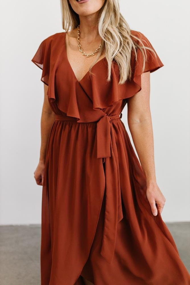 Katya Ruffle Maxi Dress | Rust
