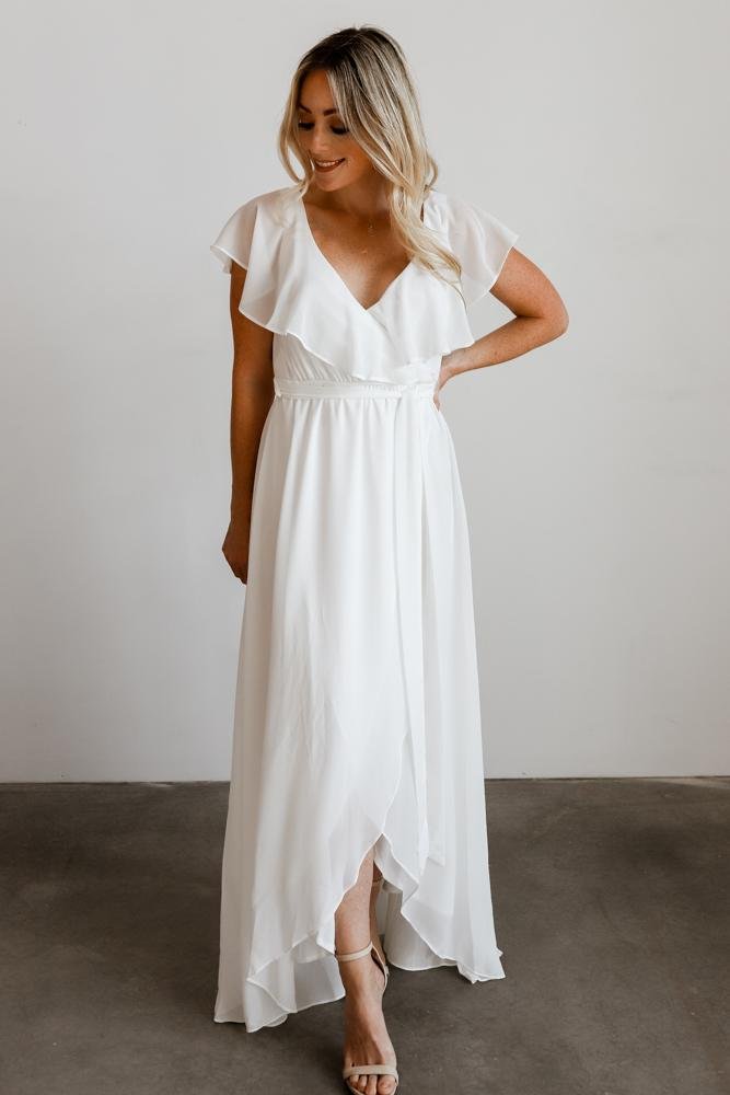 Katya Ruffle Maxi Dress | White